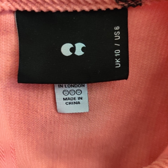 Lazy Oaf Happy Sad Corduroy Midi Dress in Coral UK10/US6 - Picture 6 of 6